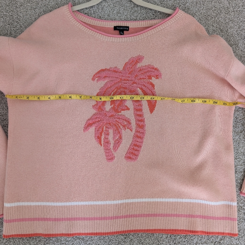 Talbots Pink Palm Tree Sweater - Picture 11 of 12